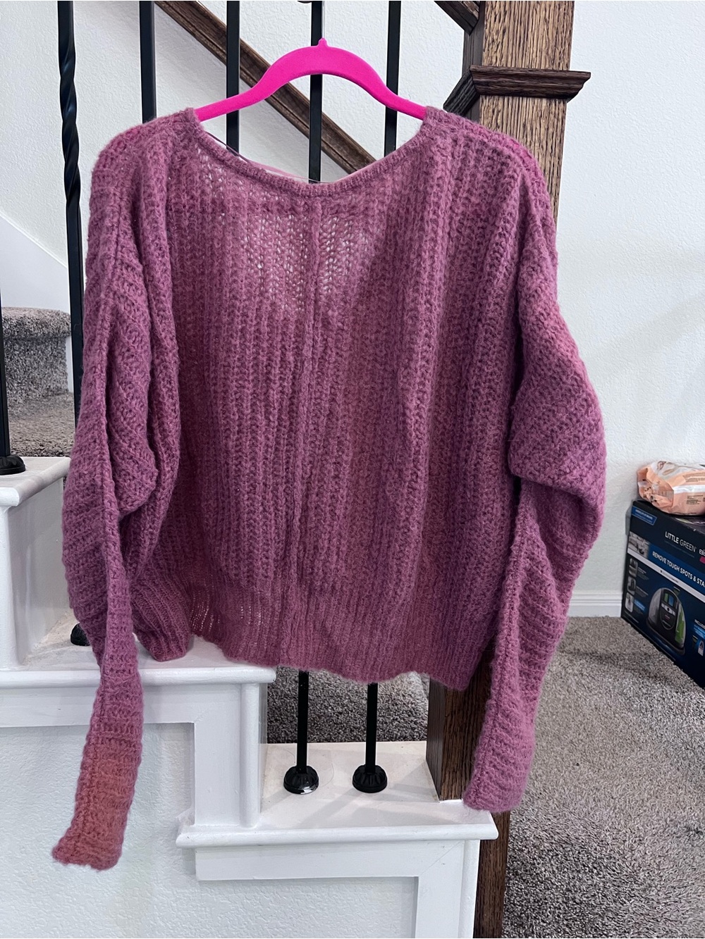 Free People Open-Knit Scoop Neck Sweater in Mauve